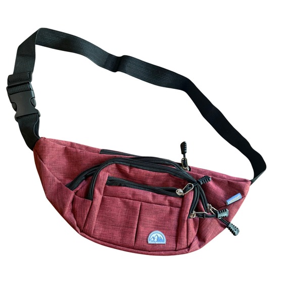 Gold Coast Outdoors Handbags - Gold Coast Outdoors Burgundy Waist Pack Fanny Pack Crossbody Travel Hiking Bag